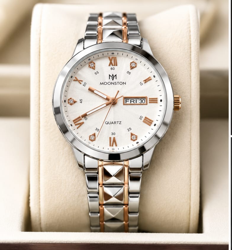 Moonston Men's Two-Tone Quartz Watch with Day & Date Display