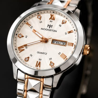 Moonston Men's Two-Tone Quartz Watch with Day & Date Display