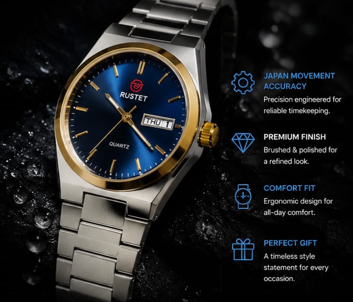 Rustet Premium Quartz Watch – Blue Dial