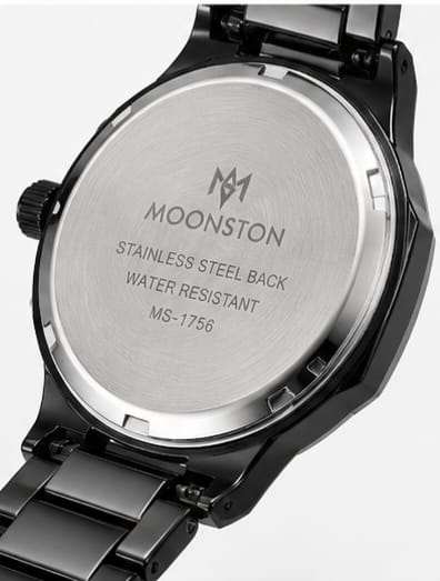 Moonston Men's Black & Rose Gold Quartz Watch with Small Seconds Dial