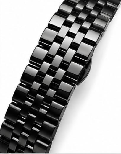 Moonston Men's Black Stainless Steel Quartz Watch with Date Display
