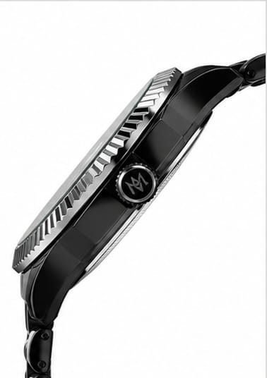 Moonston Men's Black Stainless Steel Quartz Watch with Date Display